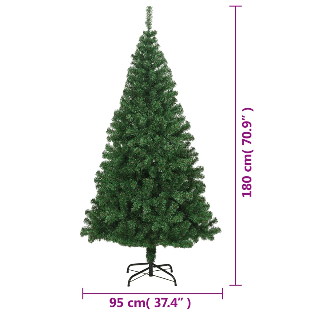 Umjetno božićno drvce s gustim granama zeleno 180 cm PVC