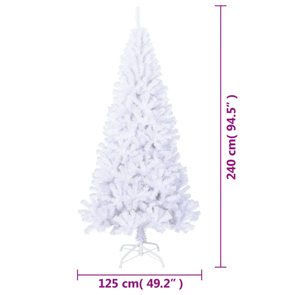 Umjetno božićno drvce s gustim granama bijelo 240 cm PVC