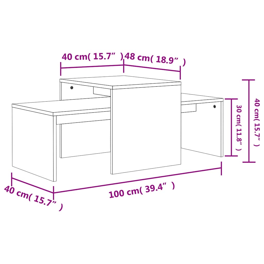 Set stolića za kavu boja hrasta sonome 100 x 48 x 40 cm drvena