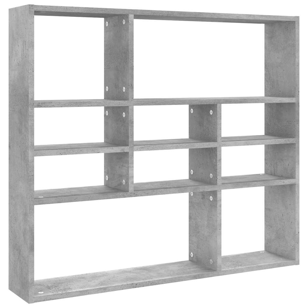 Zidna polica siva boja betona 90 x 16 x 78 cm konstruirano drvo