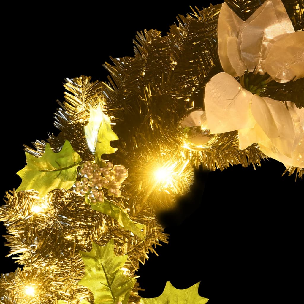 Božićni vijenac s LED svjetlima crni 60 cm PVC