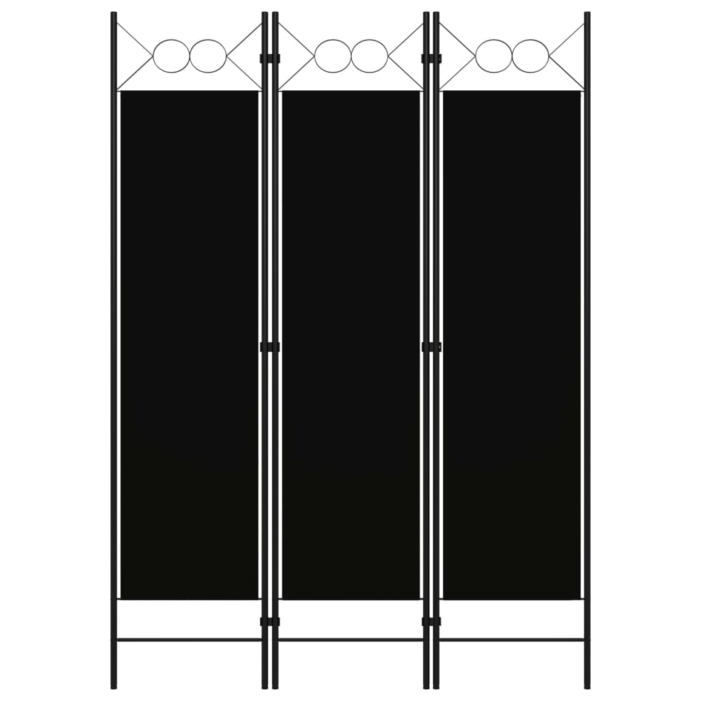 Sobna pregrada s 3 panela crna 120 x 180 cm