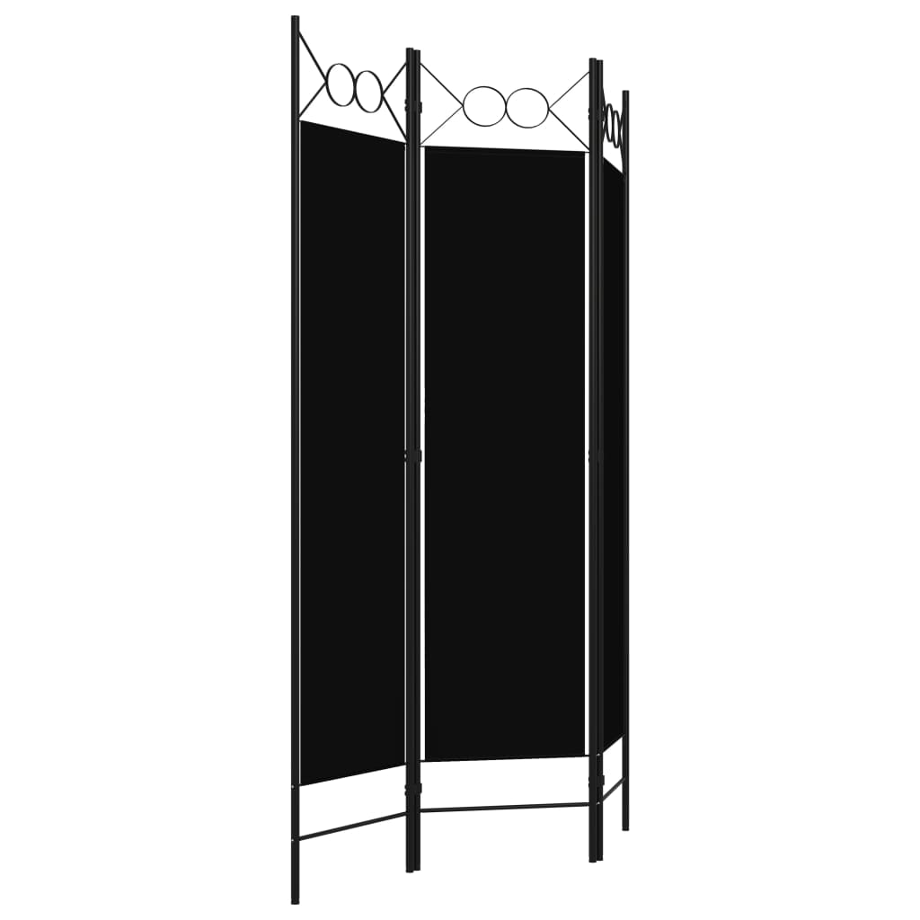 Sobna pregrada s 3 panela crna 120 x 180 cm