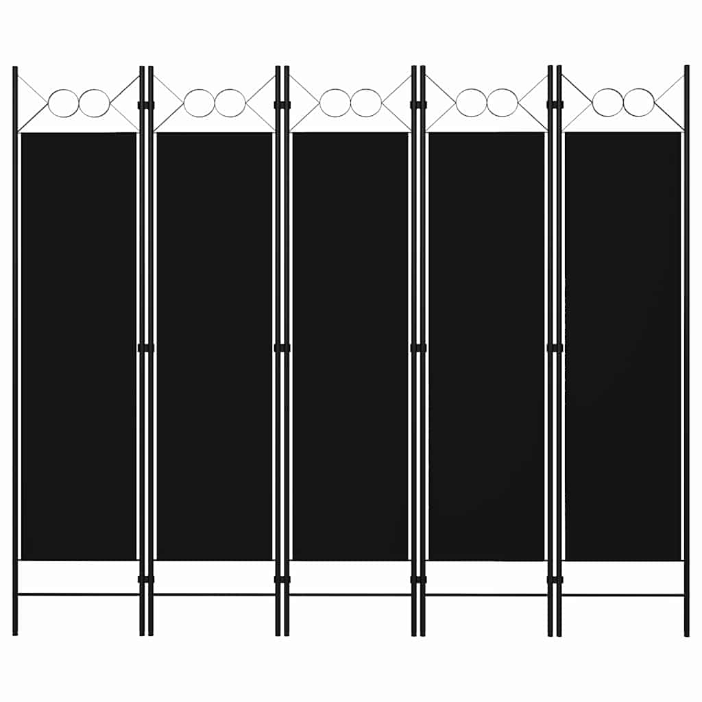 Sobna pregrada s 5 panela crna 200 x 180 cm