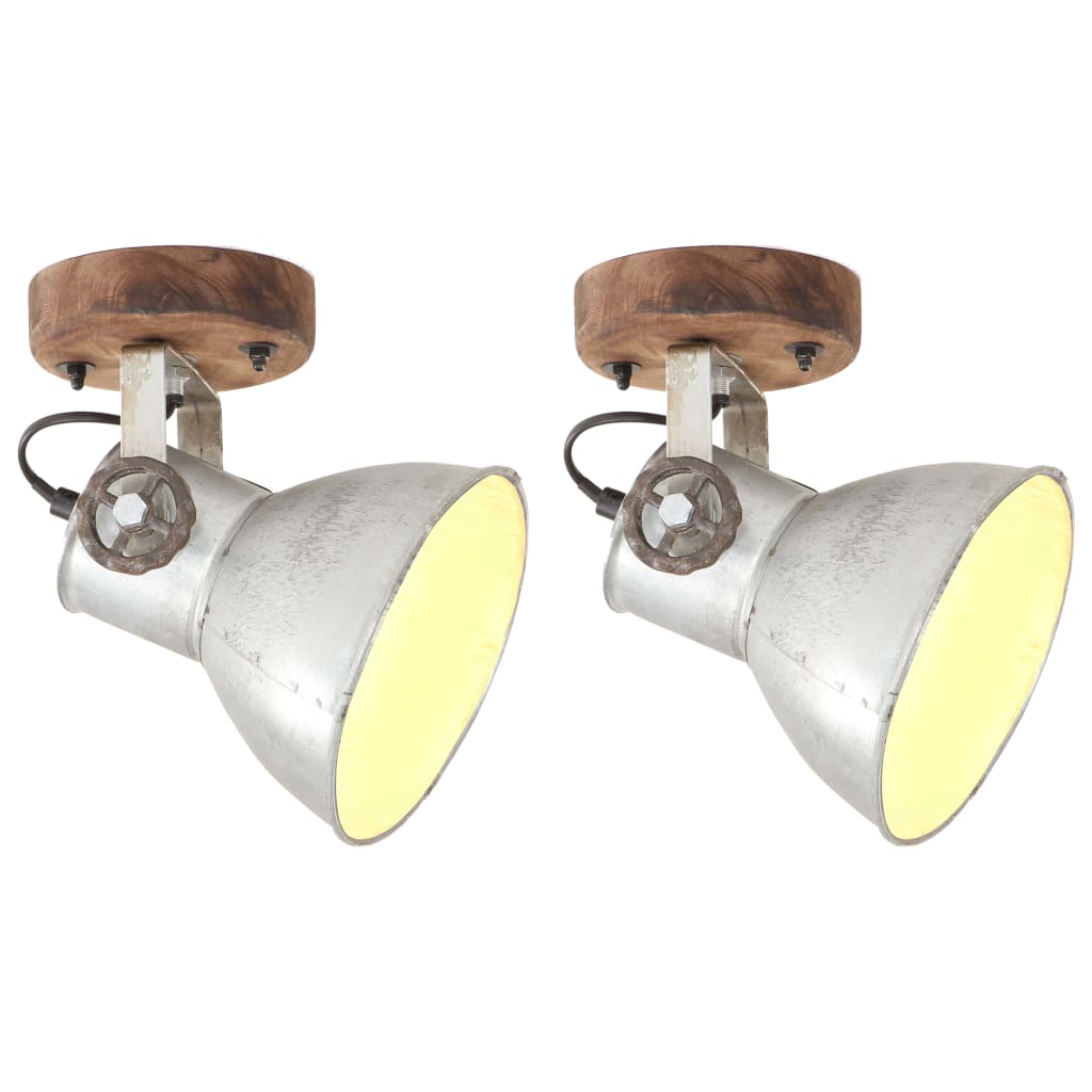 Industrijske zidne/stropne svjetiljke 2kom srebrne 20x25 cm E27