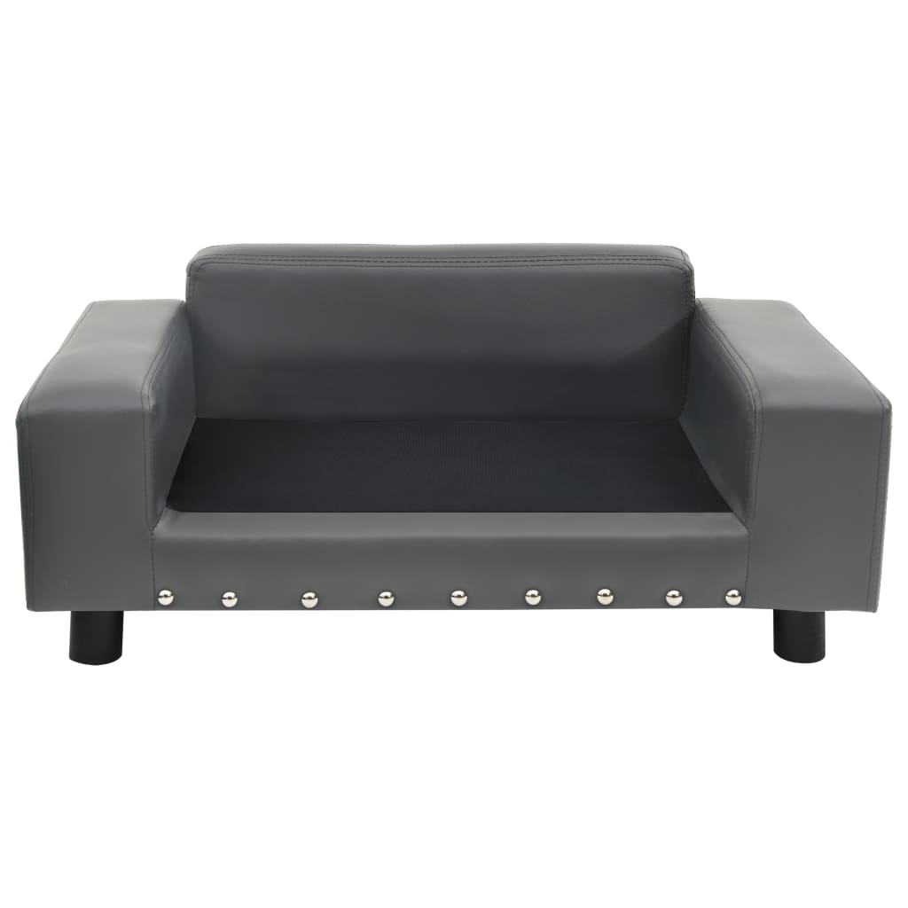 Sofa za pse siva 81 x 43 x 31 cm od pliša i umjetne kože