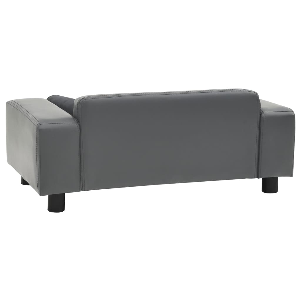 Sofa za pse siva 81 x 43 x 31 cm od pliša i umjetne kože