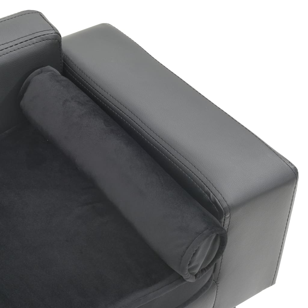 Sofa za pse siva 81 x 43 x 31 cm od pliša i umjetne kože