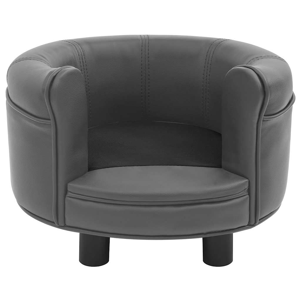 Sofa za pse siva 48 x 48 x 32 cm od pliša i umjetne kože