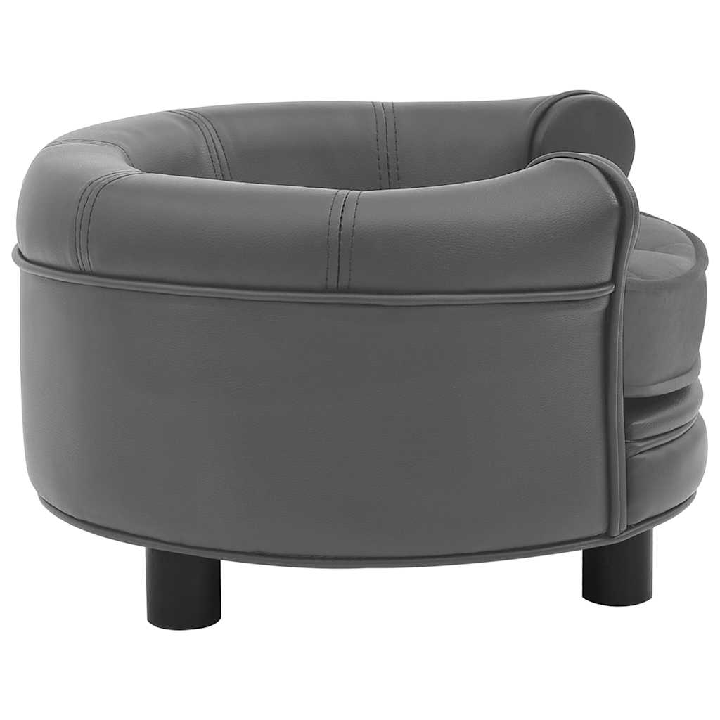 Sofa za pse siva 48 x 48 x 32 cm od pliša i umjetne kože