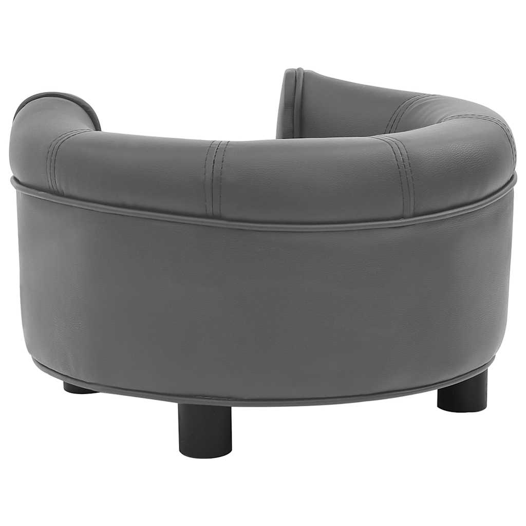 Sofa za pse siva 48 x 48 x 32 cm od pliša i umjetne kože