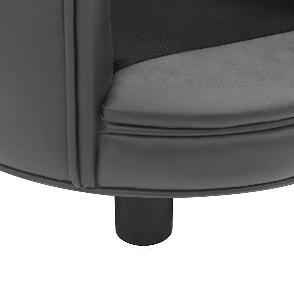 Sofa za pse siva 48 x 48 x 32 cm od pliša i umjetne kože