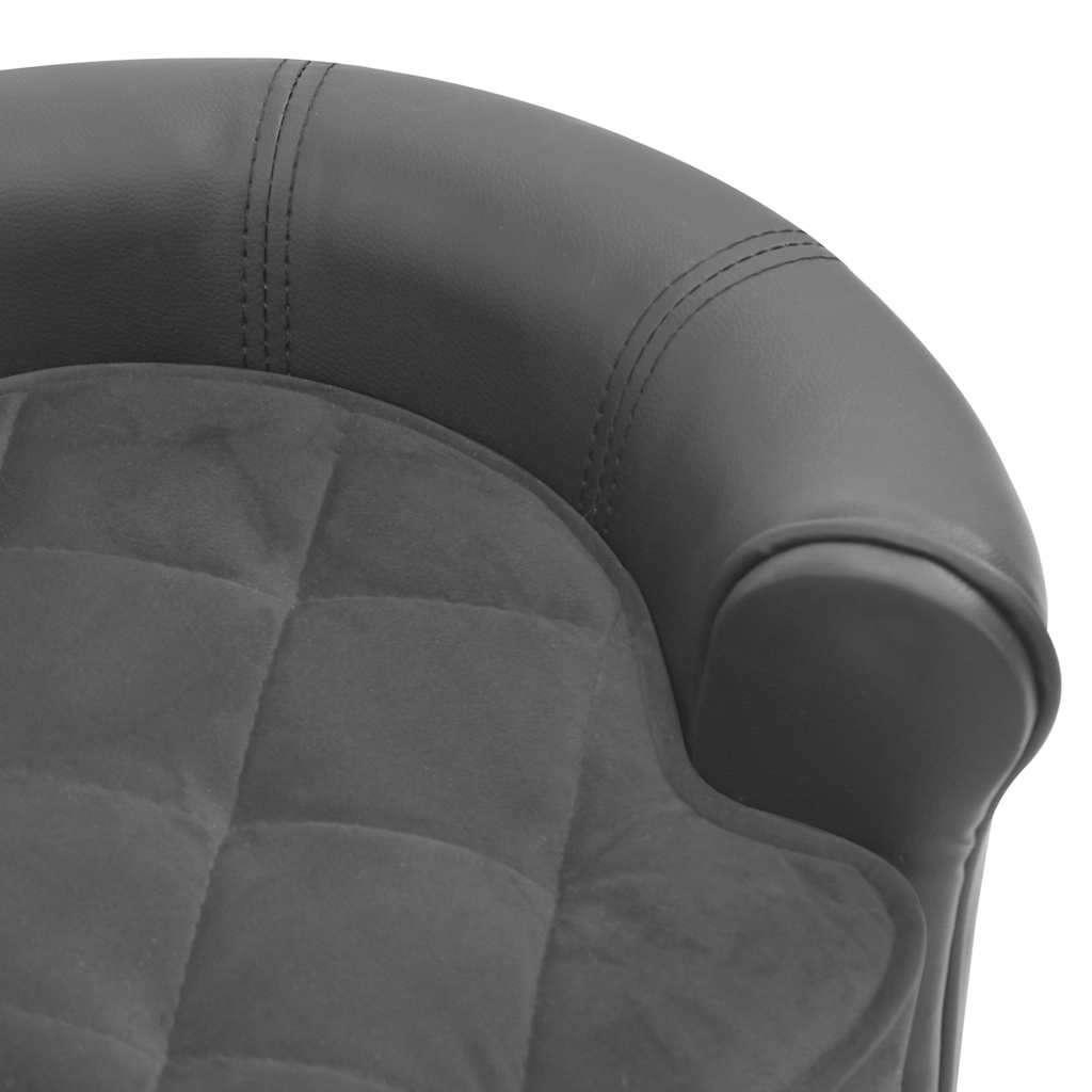 Sofa za pse siva 48 x 48 x 32 cm od pliša i umjetne kože