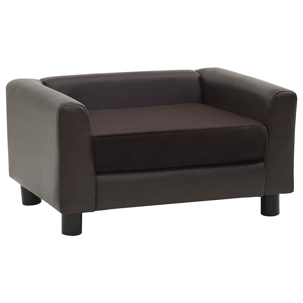Sofa za pse smeđa 60 x 43 x 30 cm od pliša i umjetne kože