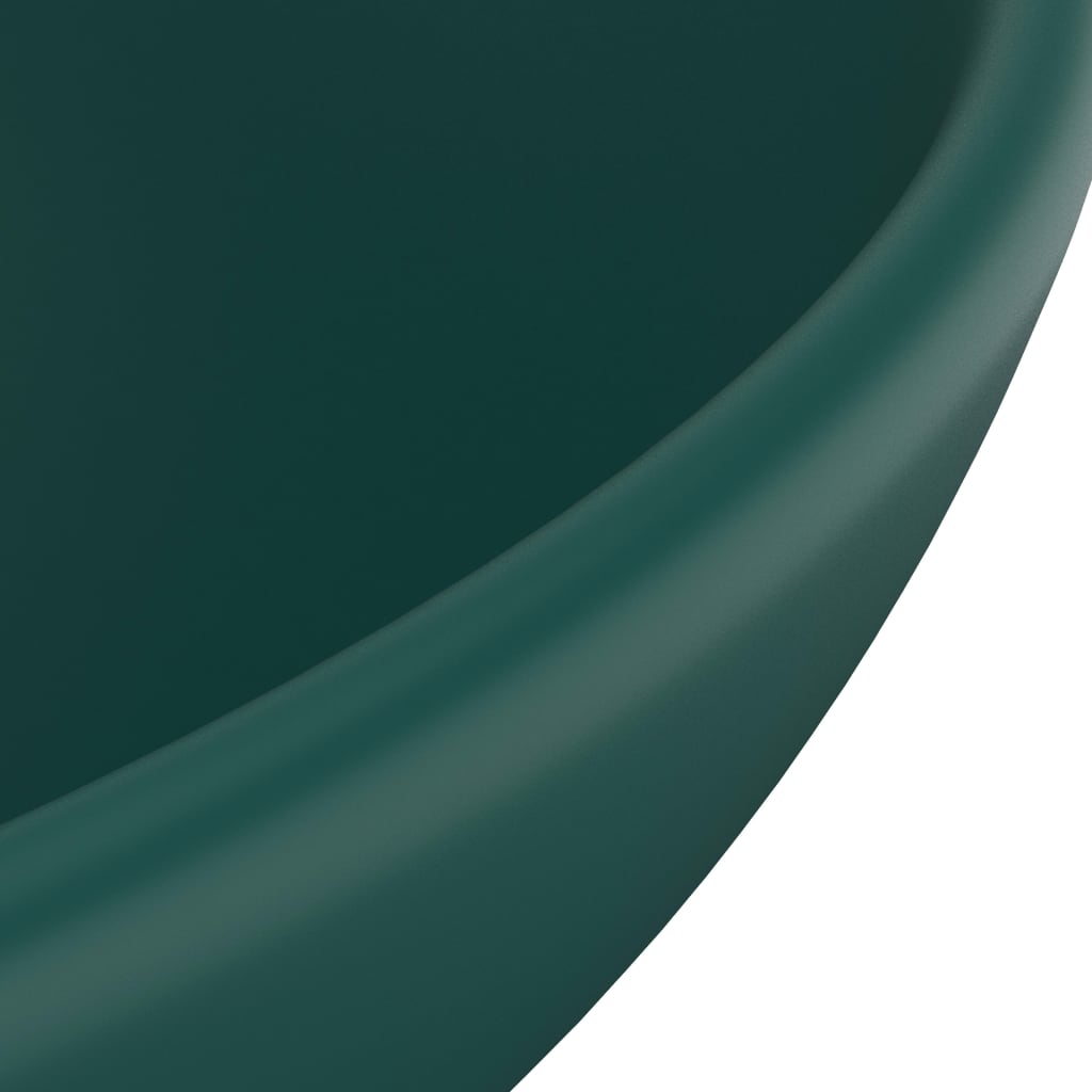 Luksuzni okrugli umivaonik mat tamnozeleni 32,5x14 cm keramički
