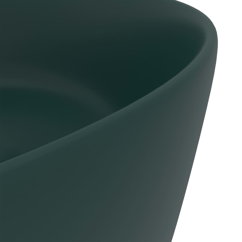 Luksuzni okrugli umivaonik mat tamnozeleni 40 x 15 cm keramički