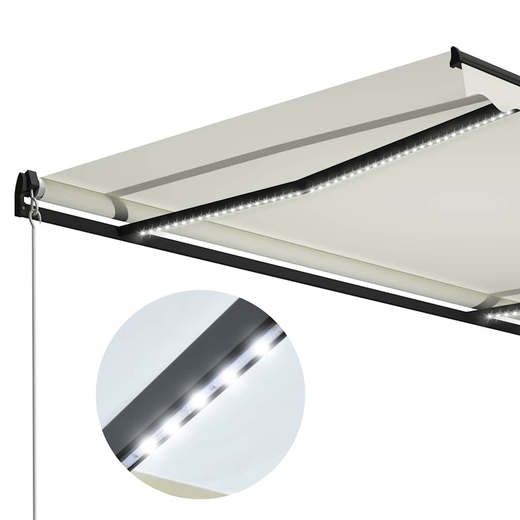 Tenda na ručno uvlačenje s LED svjetlima 300 x 250 cm krem