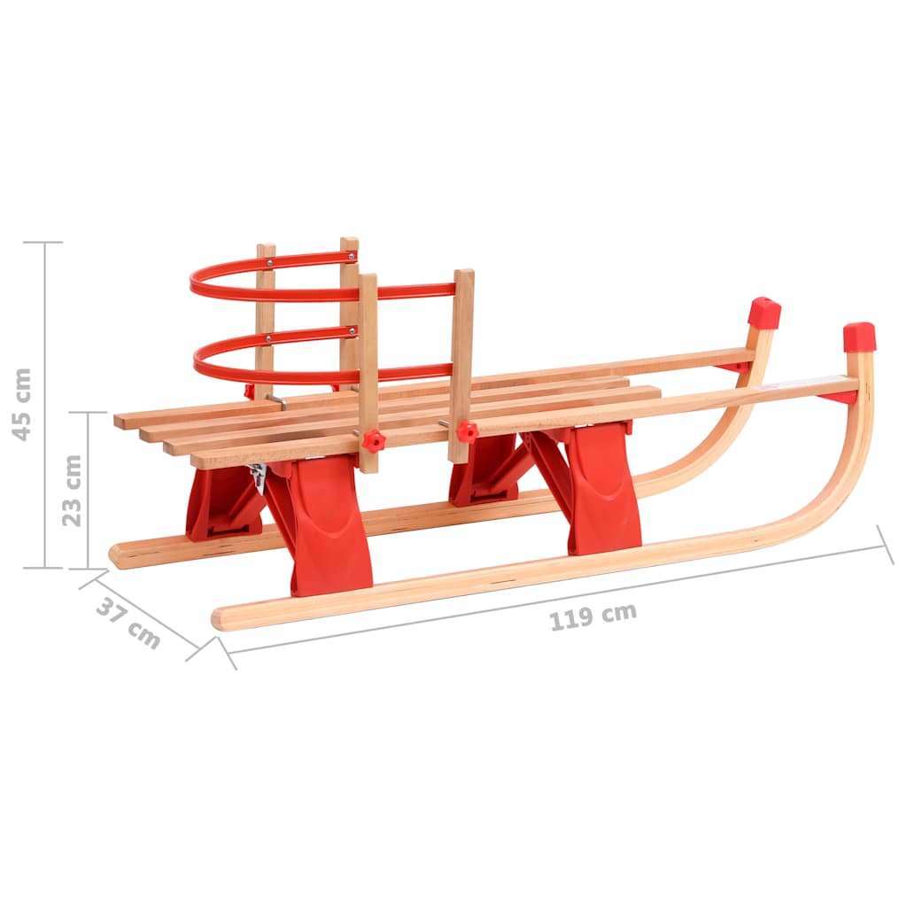 Sklopive sanjke s naslonom 119 cm drvene