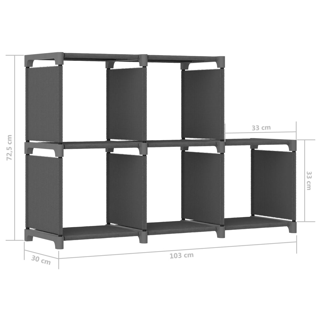 Police za izlaganje s 5 kocki od tkanine 103x30x72,5 cm sive