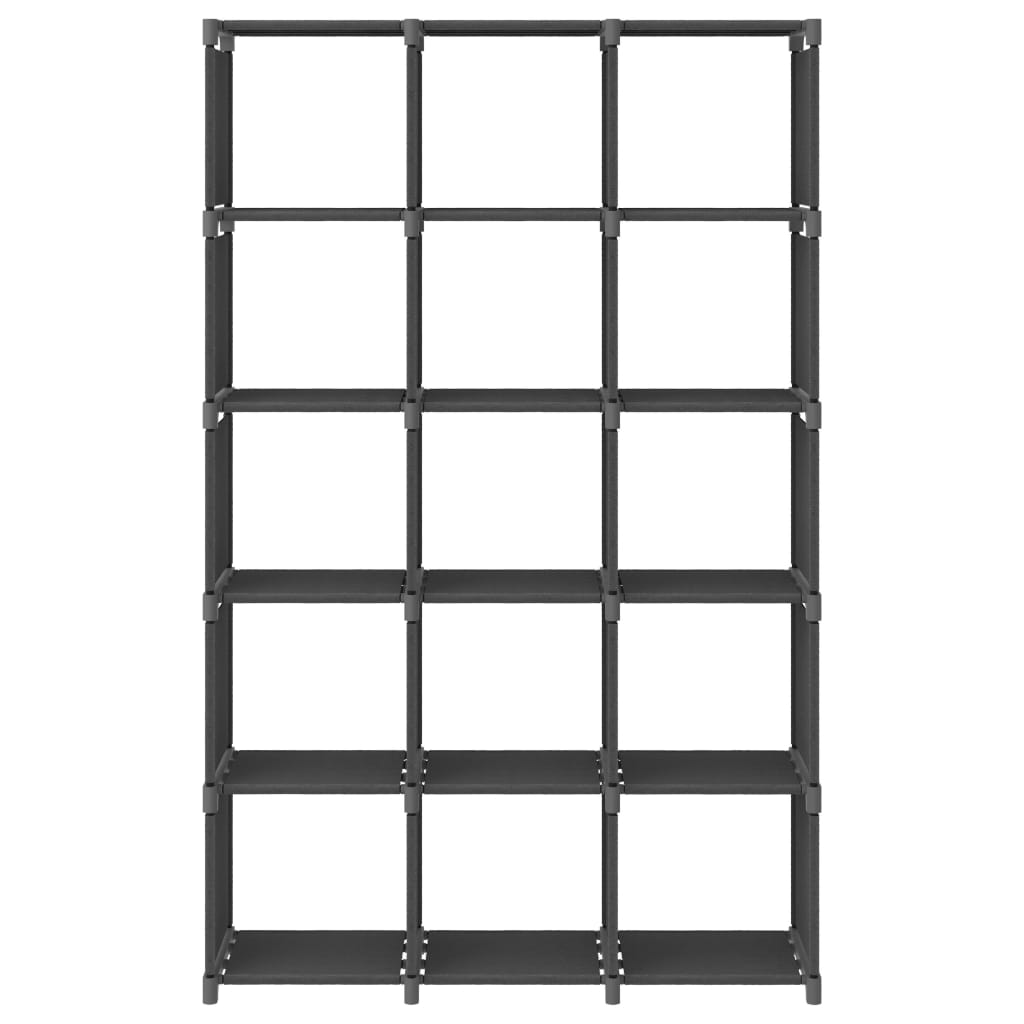 Police za izlaganje s 15 kocki sive 103x30x175,5 cm od tkanine