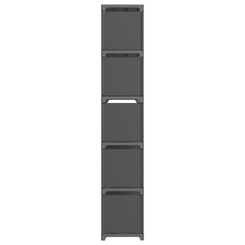 Police za izlaganje s 15 kocki sive 103x30x175,5 cm od tkanine