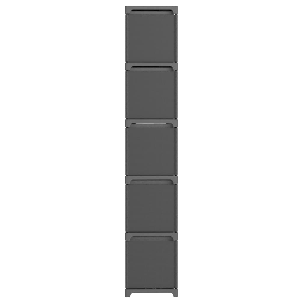 Police za izlaganje s 15 kutija sive 103x30x175,5 cm od tkanine