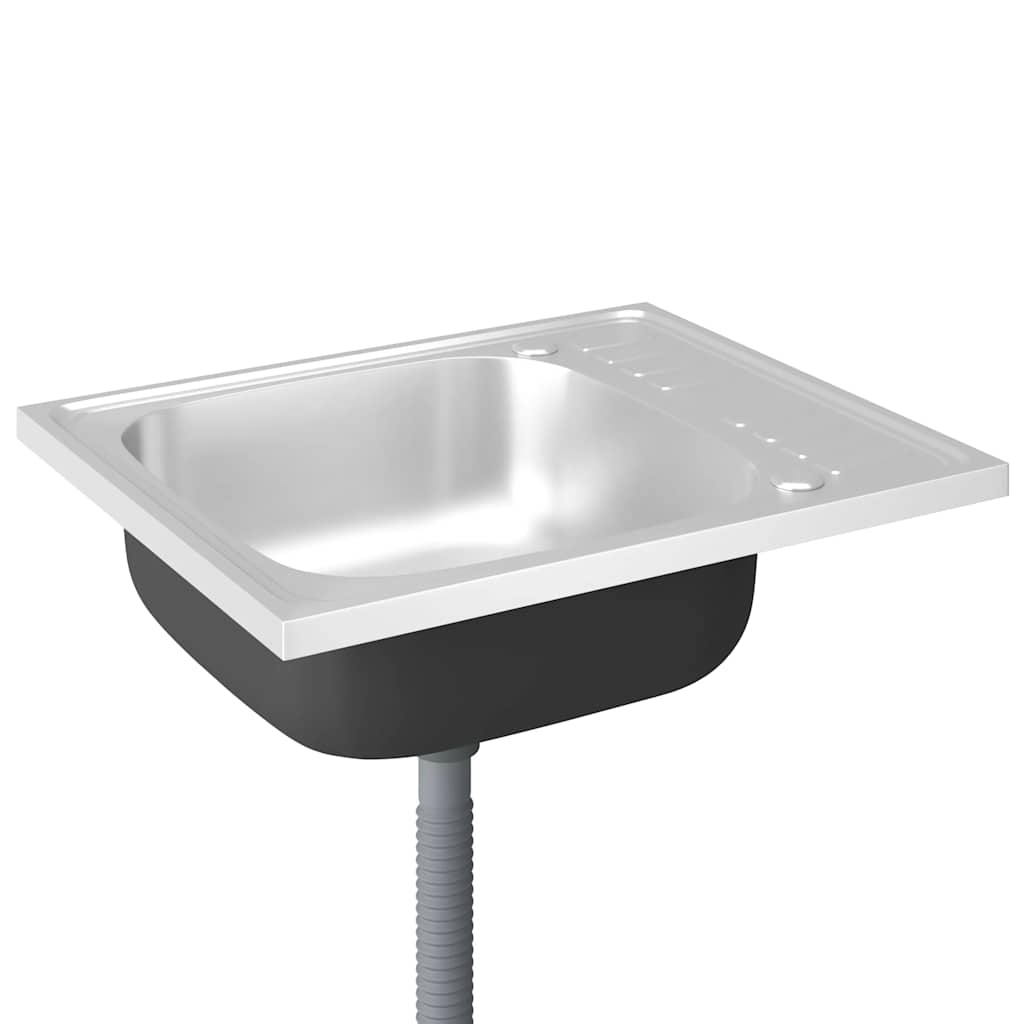 Kuhinjski sudoper s cjedilom srebrni 600 x 500 x 155 mm čelični