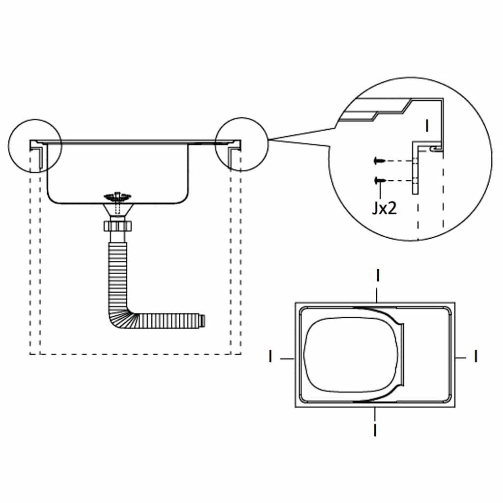 Kuhinjski sudoper s cjedilom srebrni 600 x 600 x 155 mm čelični
