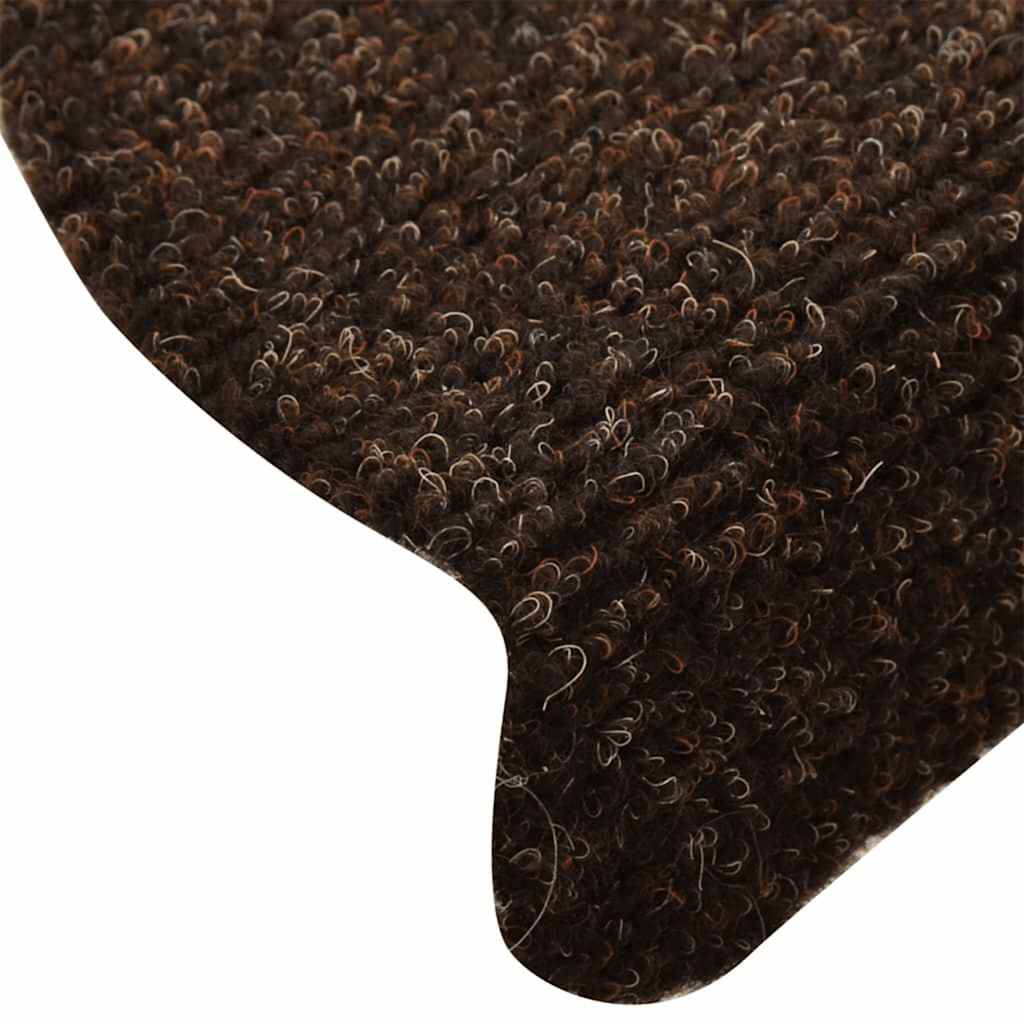 Prostirke za stepenice, samoljepljive, 15 kom, 65x21x4 cm, smeđe, poluokrugle, velike