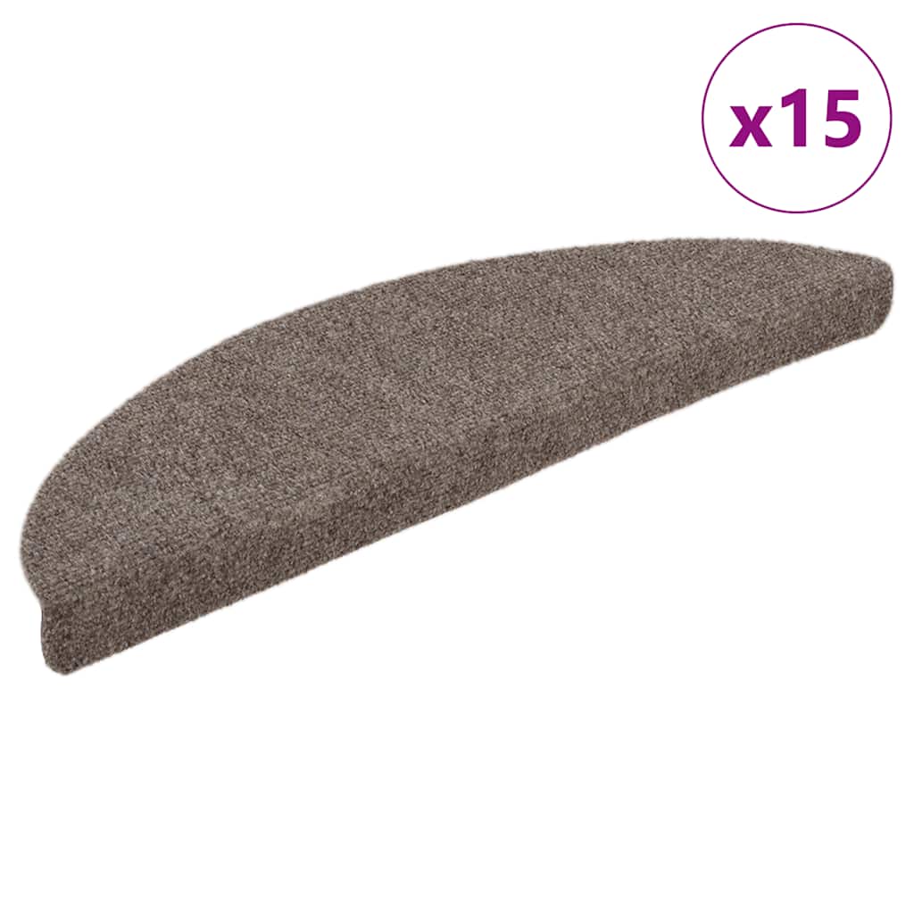 Prostirke za stepenice, samoljepljive, 15 kom, 56x17x3 cm, bež, poluokrugle