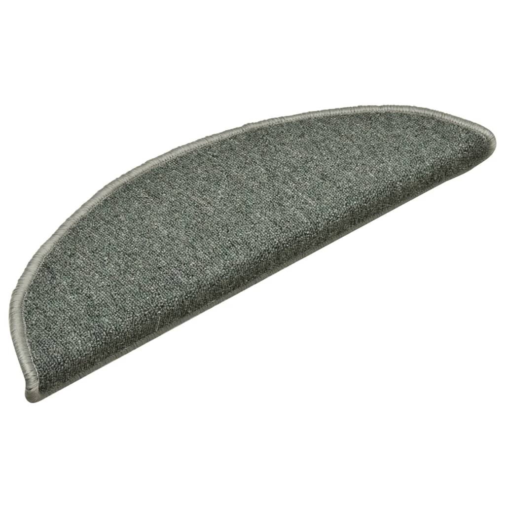 Prostirke za stepenice 15 kom 56x17x3 cm tamnozelene poluokrugle