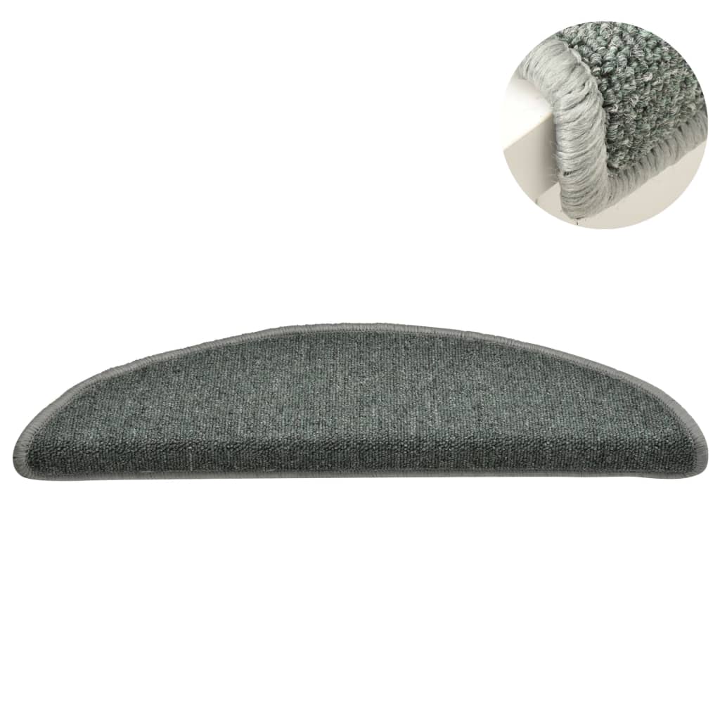 Prostirke za stepenice 15 kom 56x17x3 cm tamnozelene poluokrugle