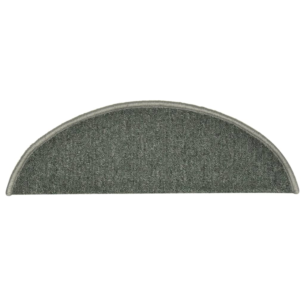 Prostirke za stepenice 15 kom 56x17x3 cm tamnozelene poluokrugle