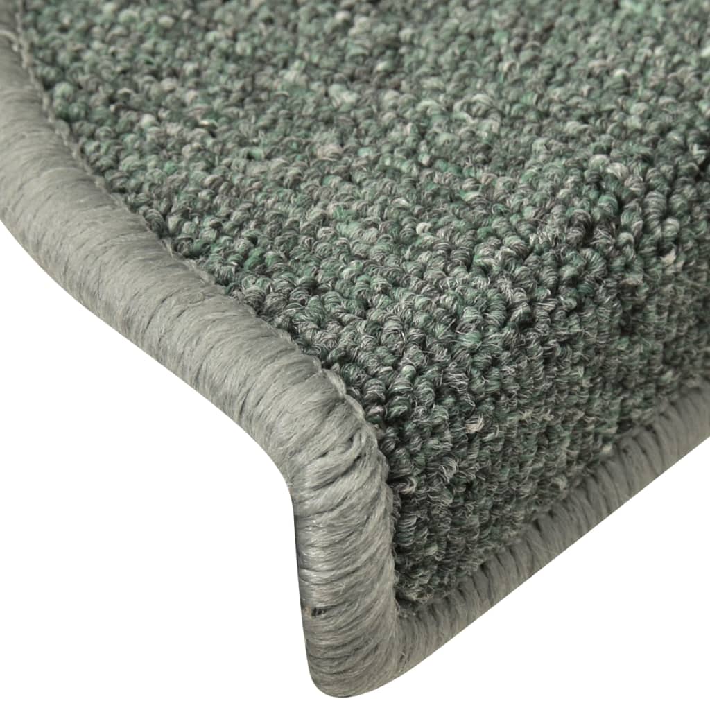 Prostirke za stepenice 15 kom 56x17x3 cm tamnozelene poluokrugle