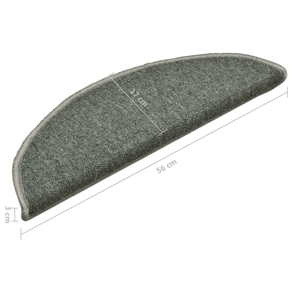Prostirke za stepenice 15 kom 56x17x3 cm tamnozelene poluokrugle