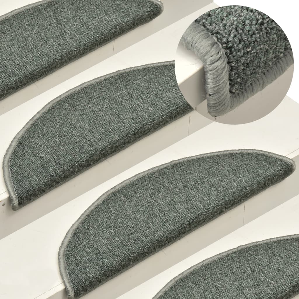 Prostirke za stepenice 15 kom 56x17x3 cm tamnozelene poluokrugle
