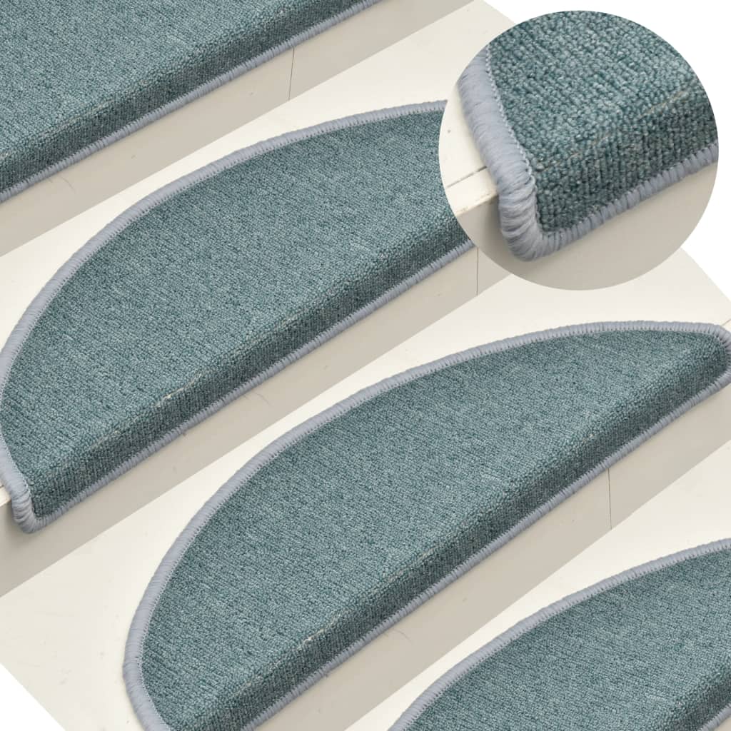 Prostirke za stepenice 15 kom 56x17x3 cm morsko plave poluokrugle