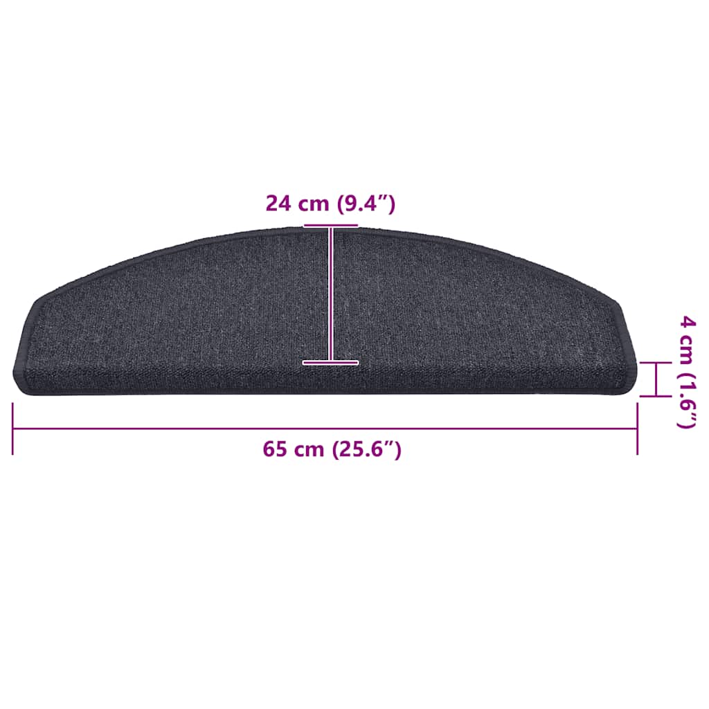 Prostirke za stepenice 15 kom 65x24x4 cm tamno sive i plave poluokrugle velike