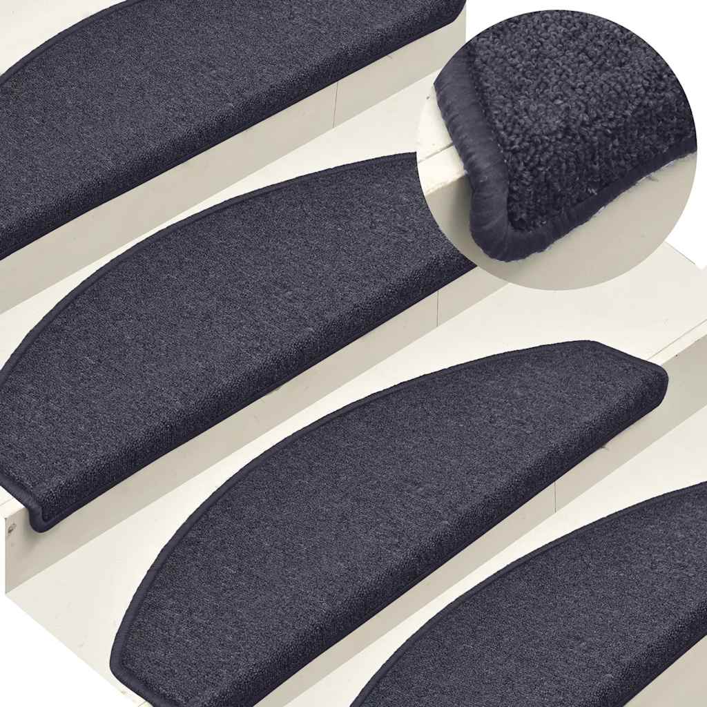 Prostirke za stepenice 15 kom 65x24x4 cm tamno sive i plave poluokrugle velike