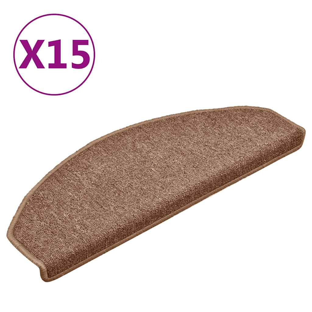 Prostirke za stepenice 15 kom 65x24x4 cm Smeđe poluokrugle velike