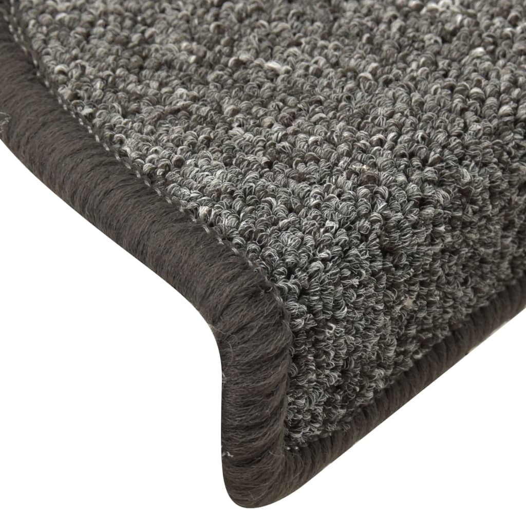 Prostirke za stepenice 15 kom 56x17x3 cm tamno sive poluokrugle