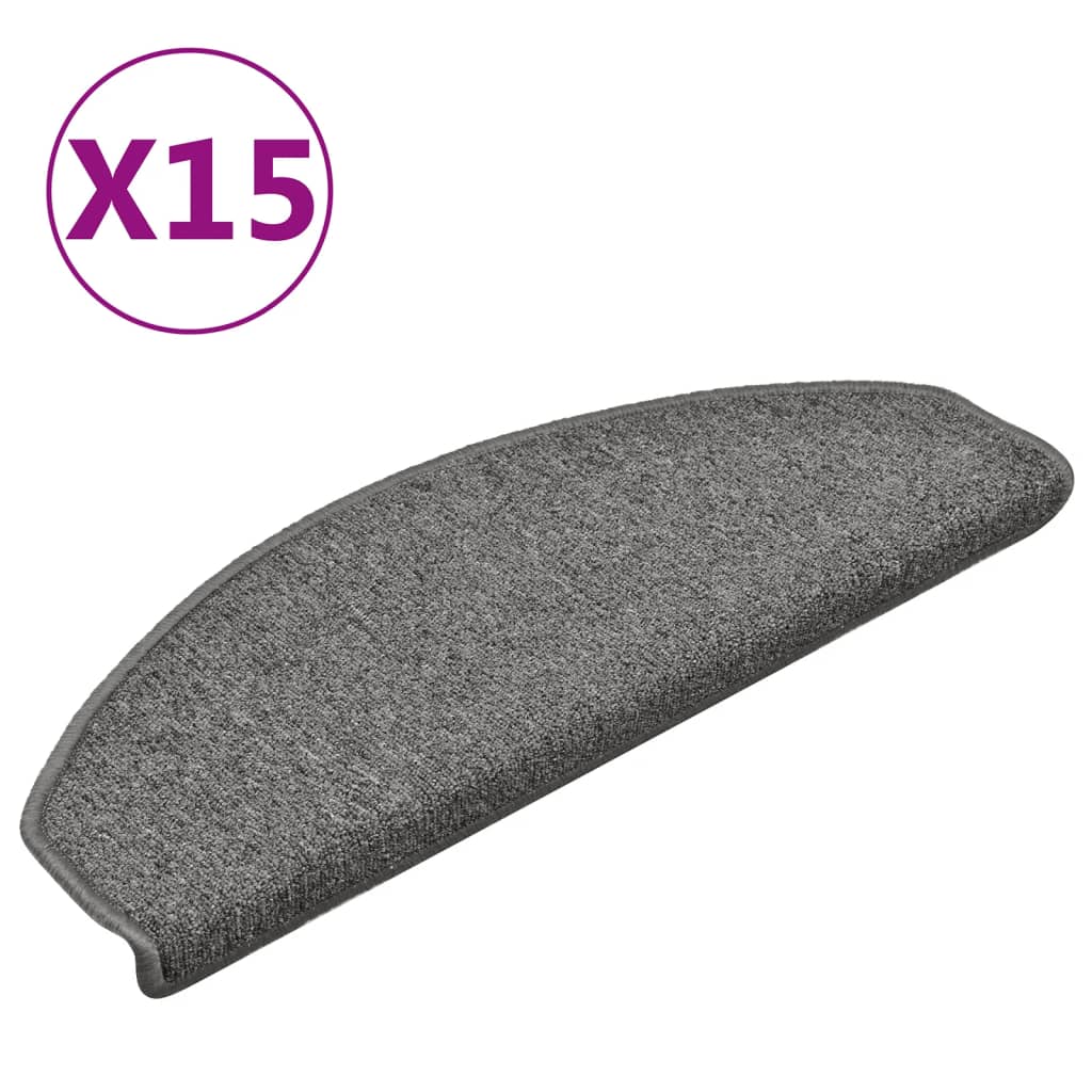 Prostirke za stepenice 15 kom 65x24x4 cm tamno sive poluokrugle velike