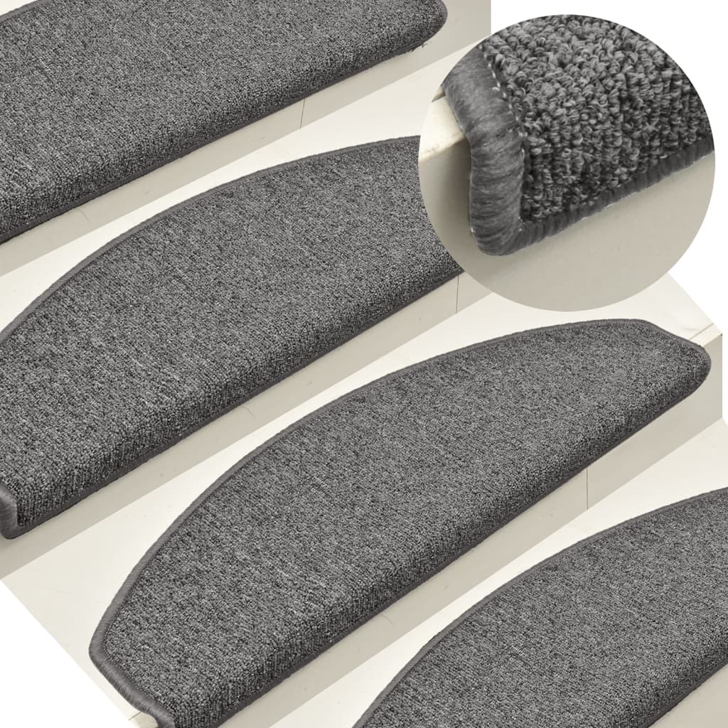 Prostirke za stepenice 15 kom 65x24x4 cm tamno sive poluokrugle velike