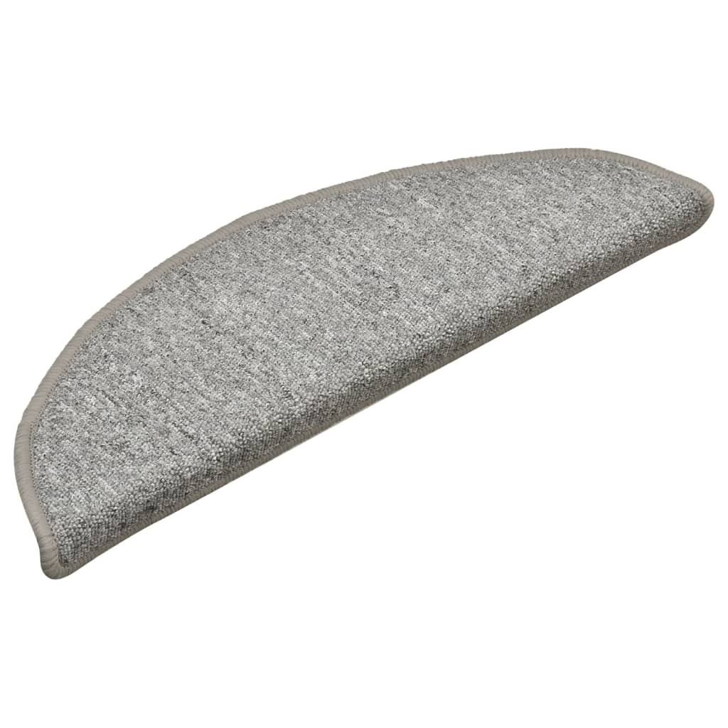 Prostirke za stepenice 15 kom 56x17x3 cm svijetlo sive poluokrugle