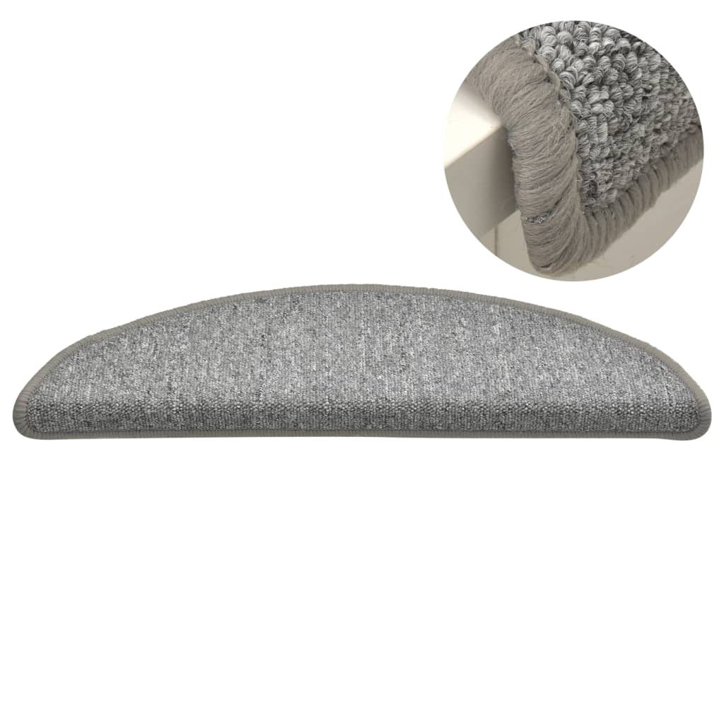 Prostirke za stepenice 15 kom 56x17x3 cm svijetlo sive poluokrugle