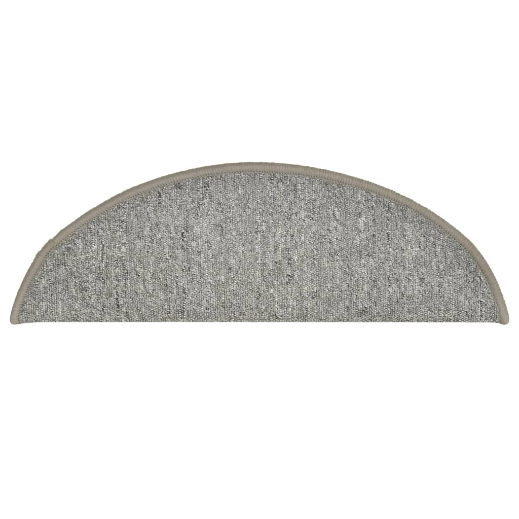 Prostirke za stepenice 15 kom 56x17x3 cm svijetlo sive poluokrugle