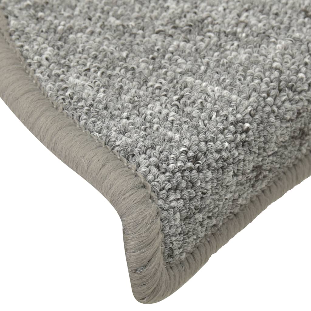 Prostirke za stepenice 15 kom 56x17x3 cm svijetlo sive poluokrugle