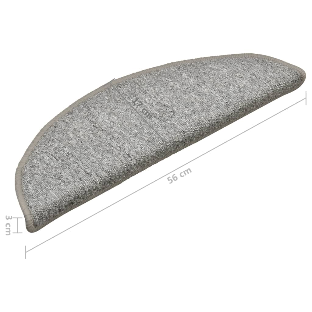 Prostirke za stepenice 15 kom 56x17x3 cm svijetlo sive poluokrugle