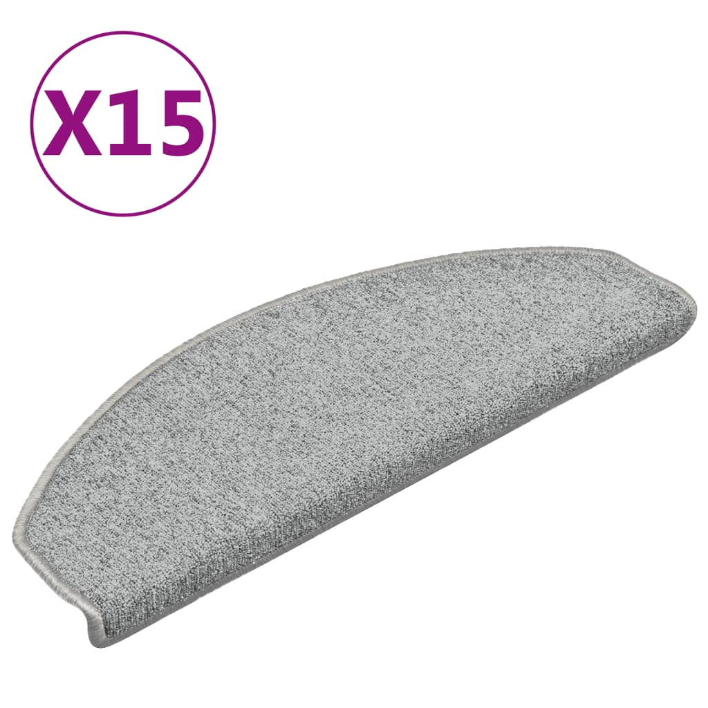Prostirke za stepenice 15 kom 65x24x4 cm svijetlo sive poluokrugle velike