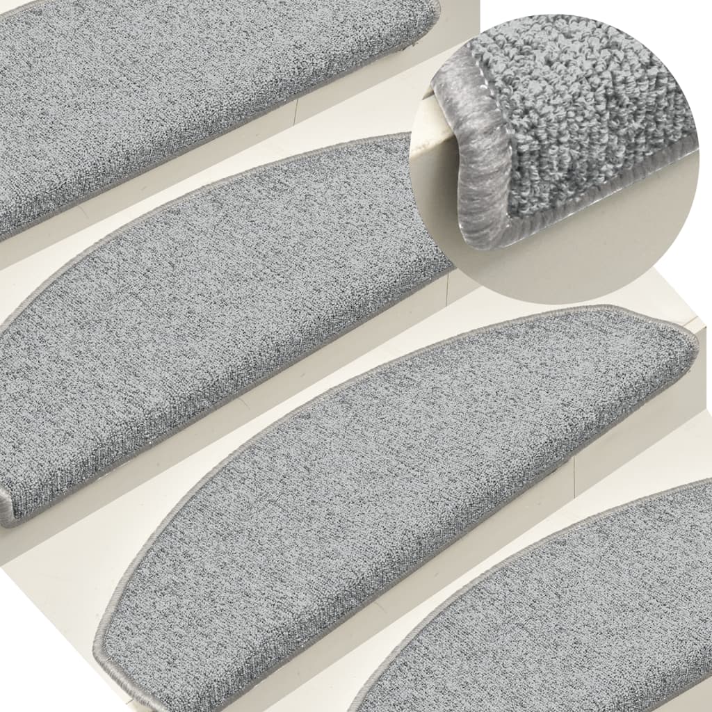 Prostirke za stepenice 15 kom 65x24x4 cm svijetlo sive poluokrugle velike